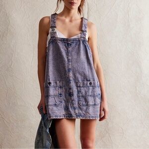 NWT Free People Overall Smock Mini Denim Top Sz Medium
